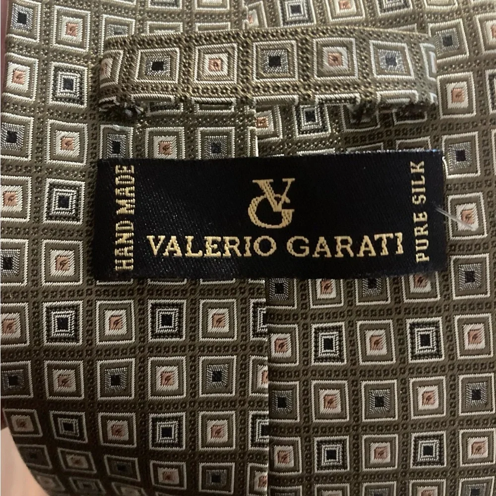 Valerio Garati Tie Pure Silk‎ Handmade Black/Gold/White Geometric Small Squares